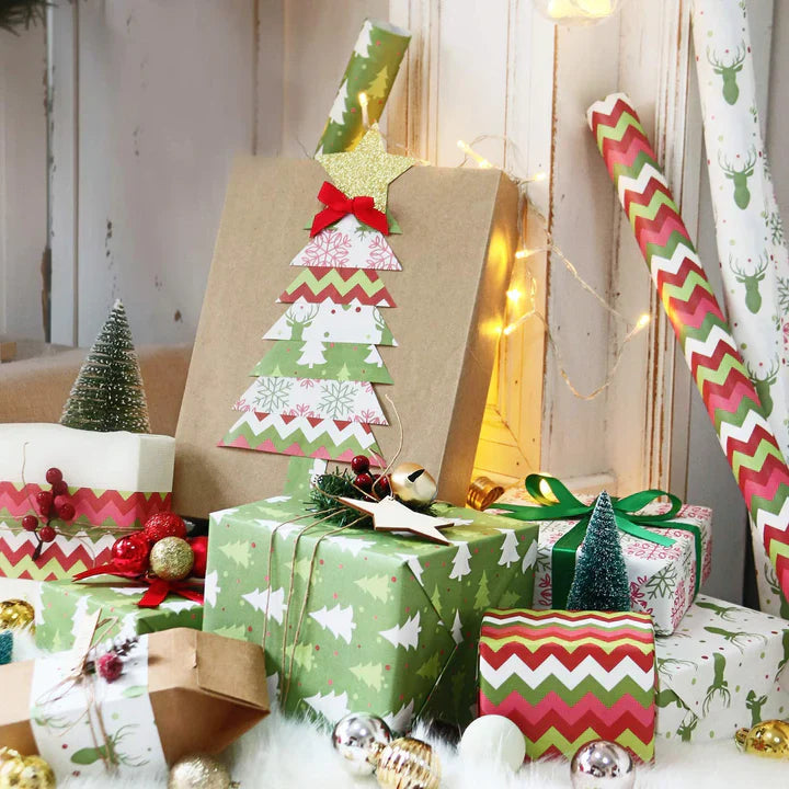 WRAPLA Wrapping Paper Roll - 20 sheets Cute Design Wrap Paper Flat Sheet For Wedding, Birthdays, Valentines, Party - 5 Rolls-4 Sheets/Roll - 76 cm X 50cm Per Sheet