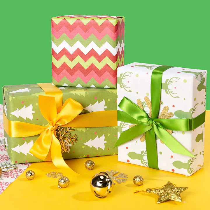 WRAPLA Wrapping Paper Roll - 20 sheets Cute Design Wrap Paper Flat Sheet For Wedding, Birthdays, Valentines, Party - 5 Rolls-4 Sheets/Roll - 76 cm X 50cm Per Sheet