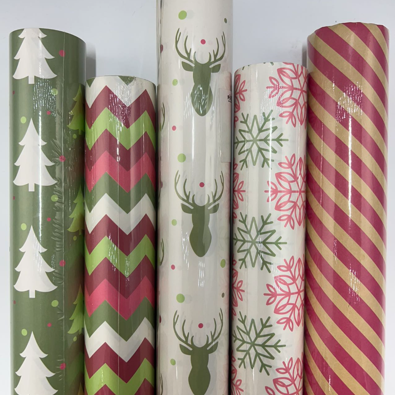 WRAPLA Wrapping Paper Roll - 20 sheets Cute Design Wrap Paper Flat Sheet For Wedding, Birthdays, Valentines, Party - 5 Rolls-4 Sheets/Roll - 76 cm X 50cm Per Sheet