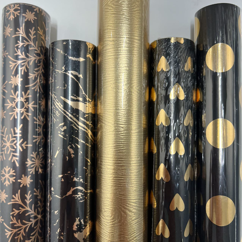 WRAPLA Christmas Wrapping paper - Black and Gold Pattern For Wedding, Birthdays, Valentines, Christmas Party- 5 Roll - 76 cm X 3 m Per Roll