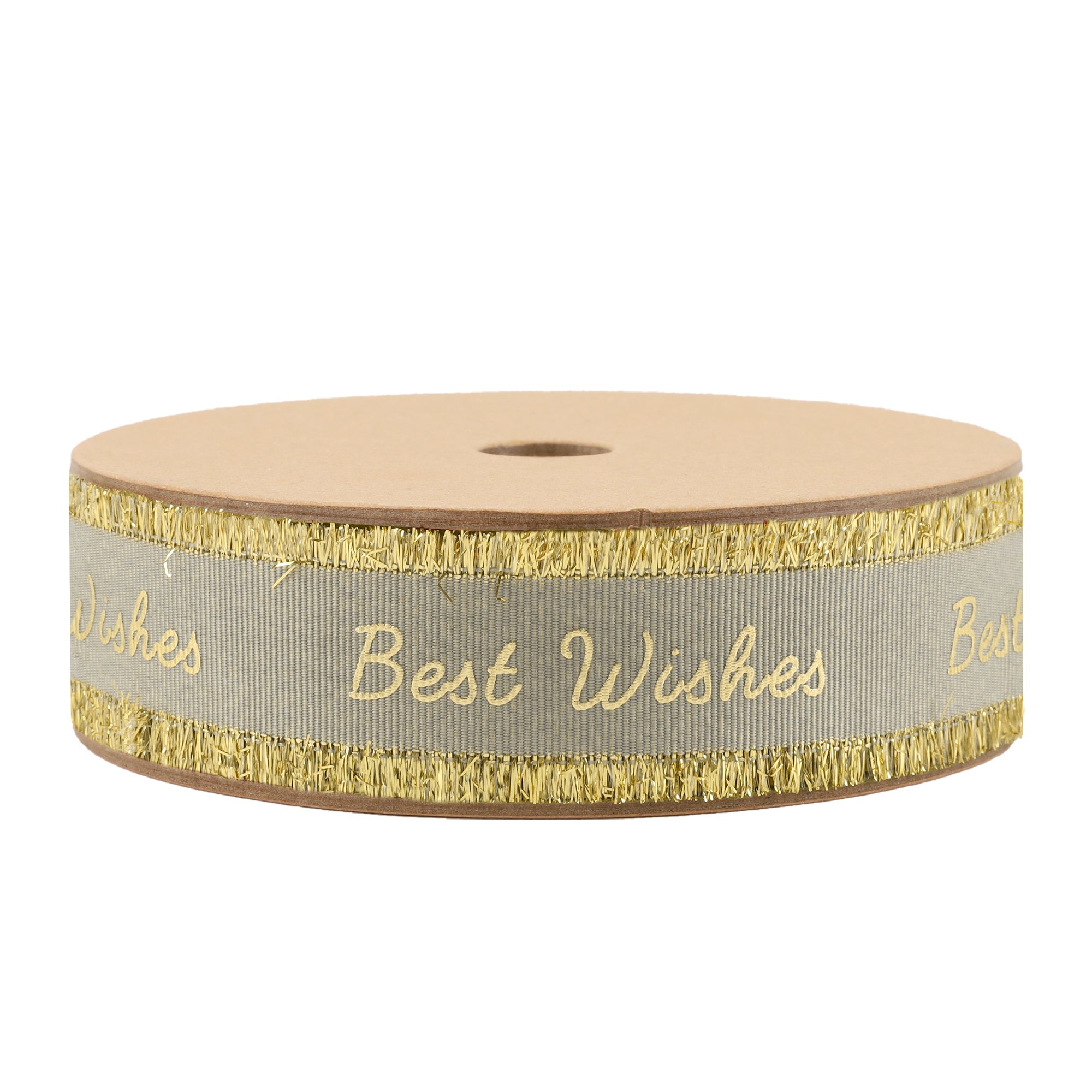 100 Yards Custom Logo Grosgrain Ribbon Roll - Gold Frayed Edges