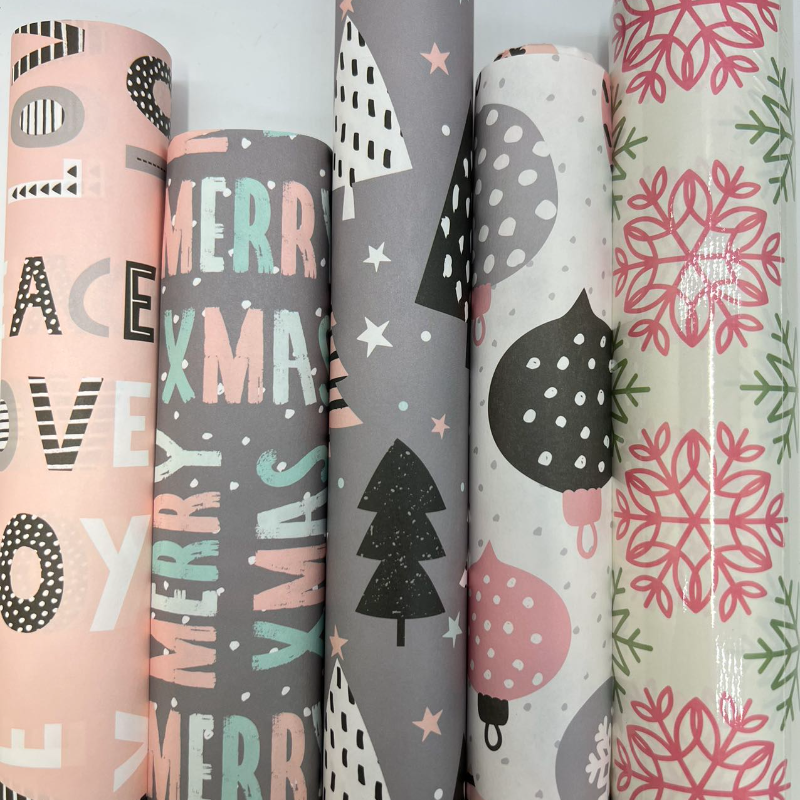 WRAPLA Wrapping Paper Roll - 20 sheets New Cute Design Wrap Paper Flat Sheet For Wedding, Birthdays, Valentines, Party - 5 Rolls 4 Sheets/Roll - 76 cm X 50cm Per Sheet