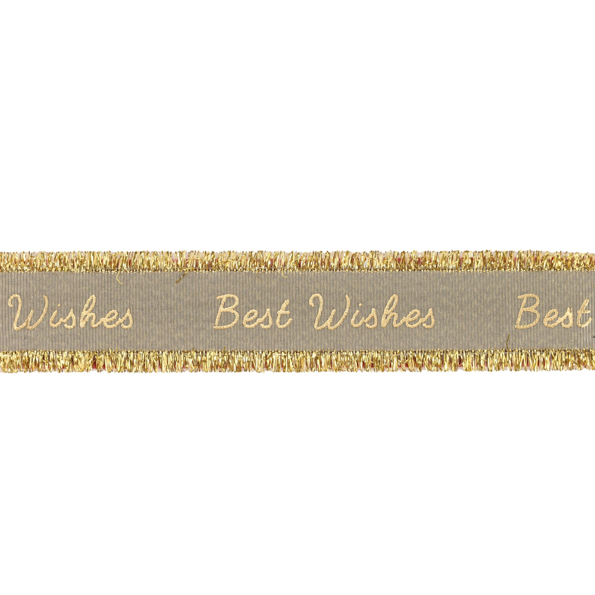 100 Yards Custom Logo Grosgrain Ribbon Roll - Gold Frayed Edges