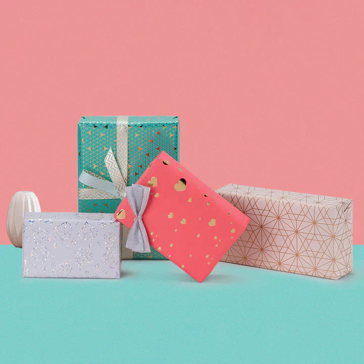 WRAPLA Christmas Wrapping paper - Pattern For Wedding, Birthdays, Valentines, Christmas Party- 2 Rolls 76 X 305cm, 3 Rolls 76 x 200cm