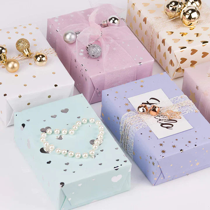 WRAPLA Christmas Wrapping paper - Pattern For Wedding, Birthdays, Valentines, Christmas Party- 2 Rolls 76 X 305cm, 3 Rolls 76 x 200cm