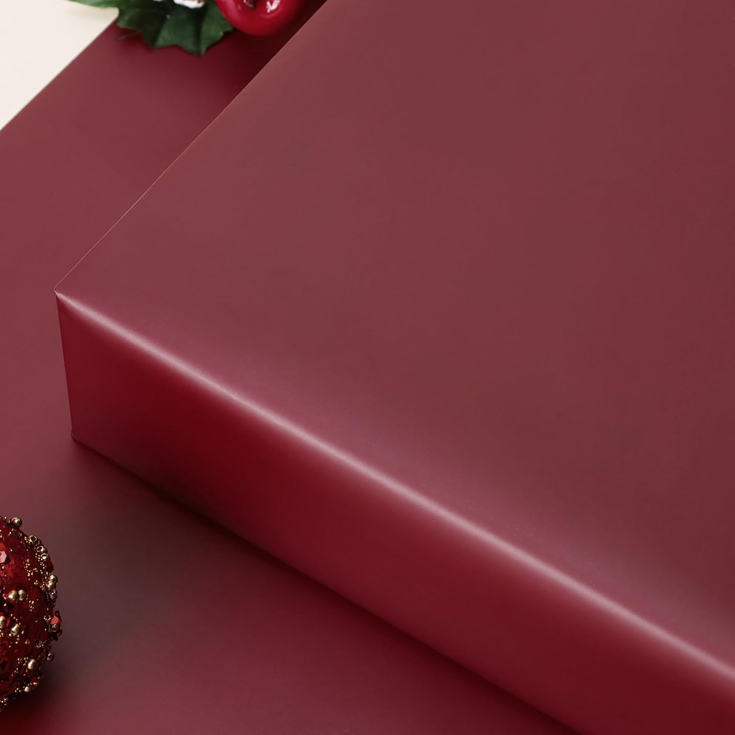 WRAPLA Burgundy Matte Metallic Wrapping Paper, Solid Color Gift Wrap