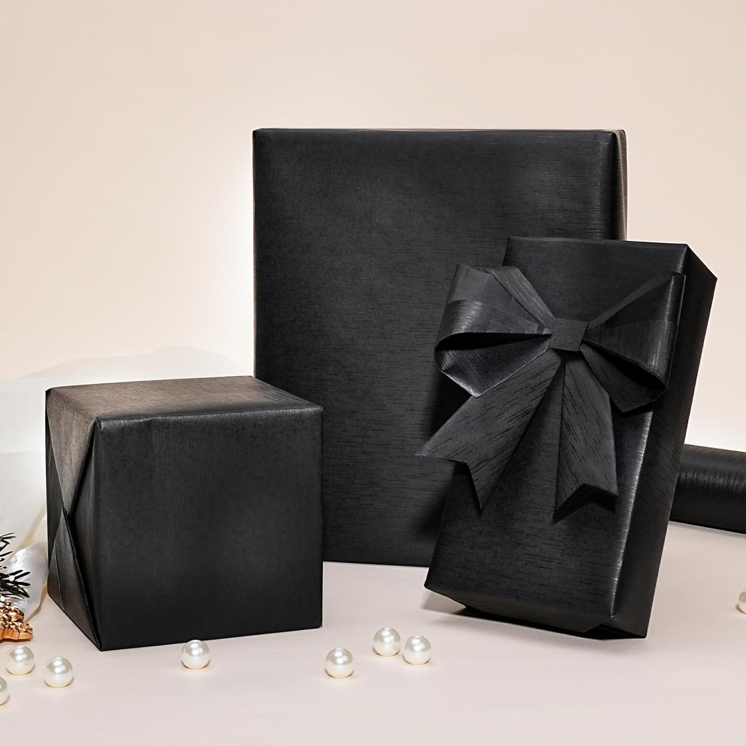 WRAPLA Black Kraft Wrapping Paper Solid Color Matte Textured Paper