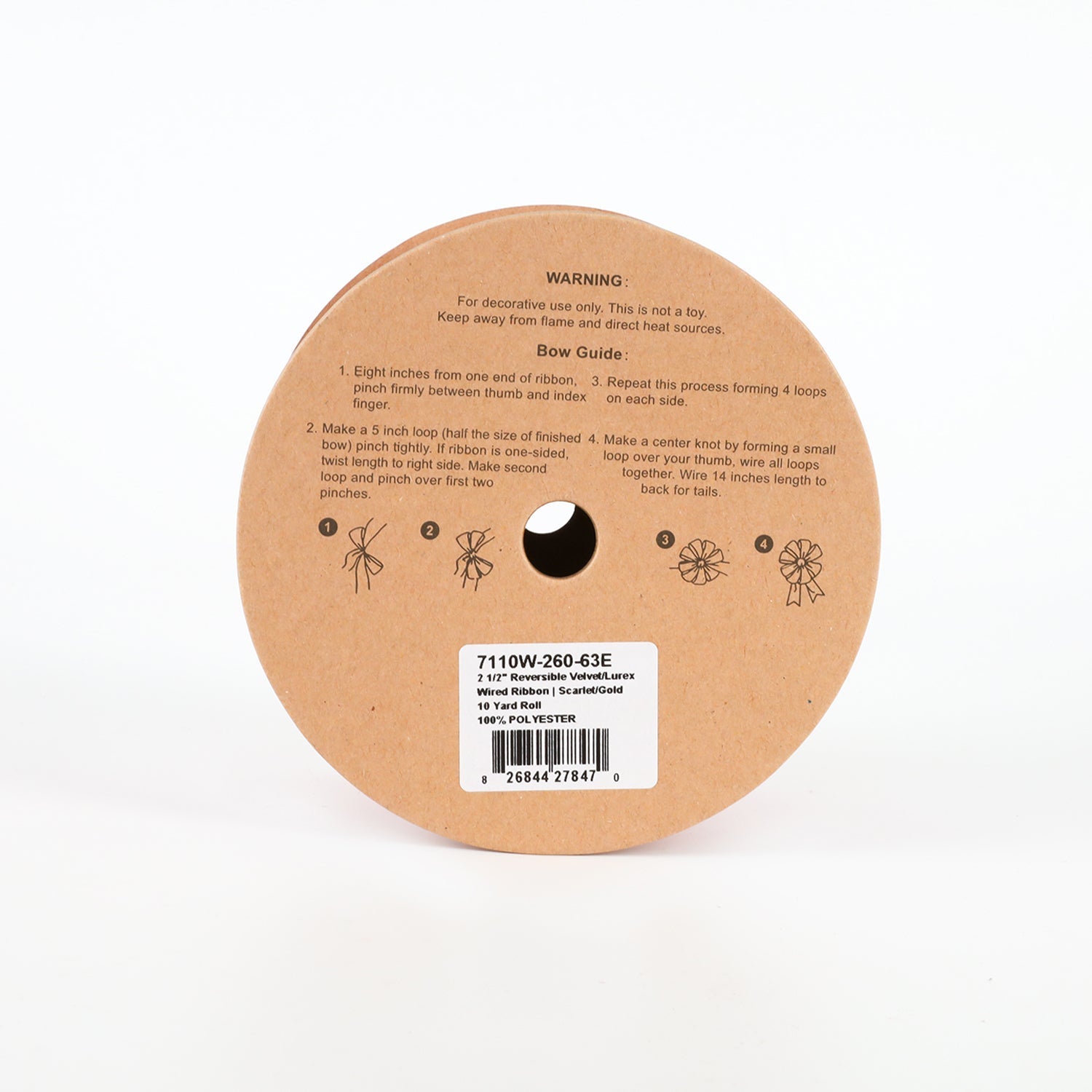 2 1/2" REVERSIBLE VELVET/LUREX WIRED RIBBON | SCARLET/GOLD | 10 YARD 6.3X915cm