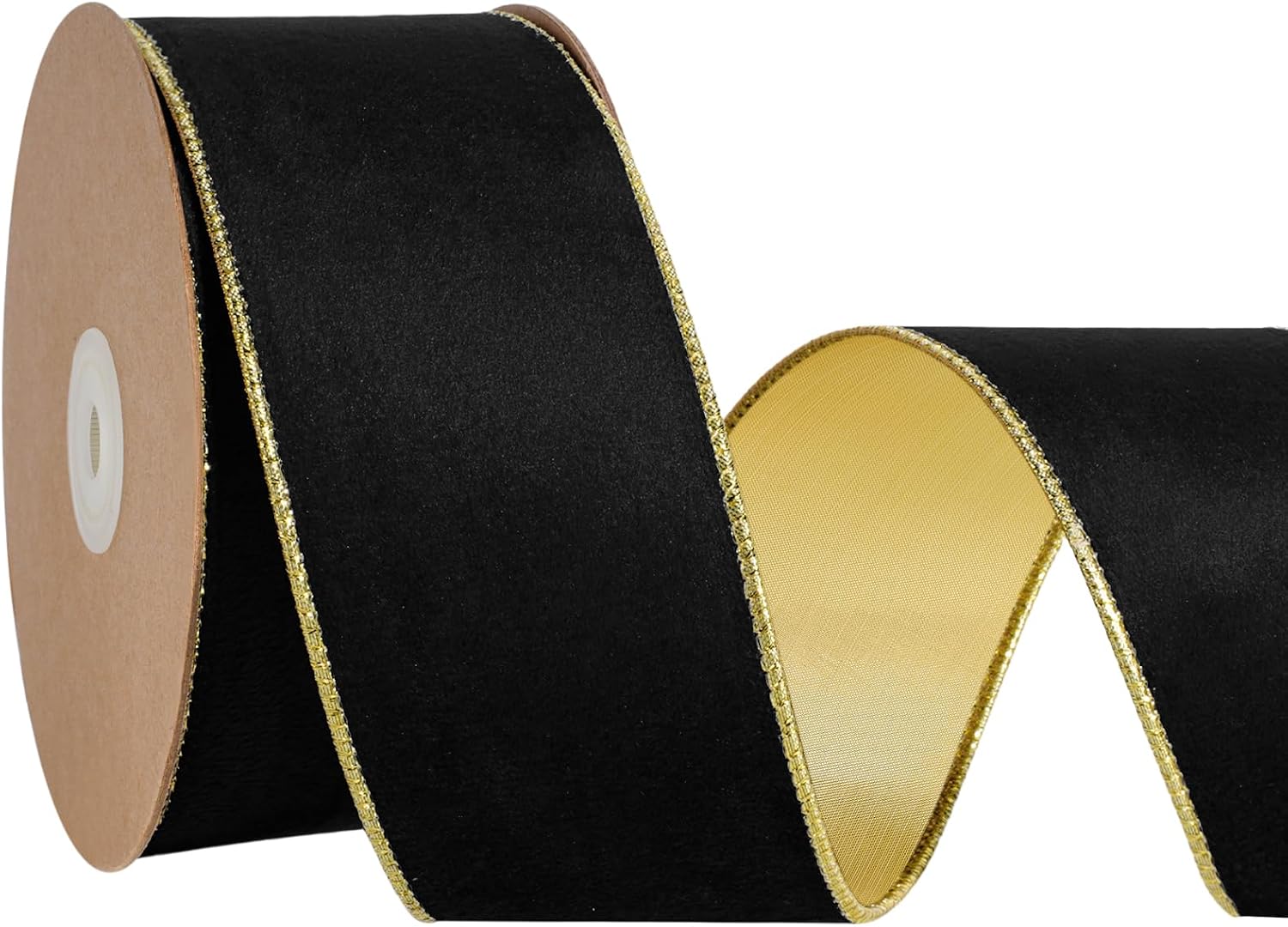 Black Velvet Wired Ribbon 1 Inch x 10 Yards