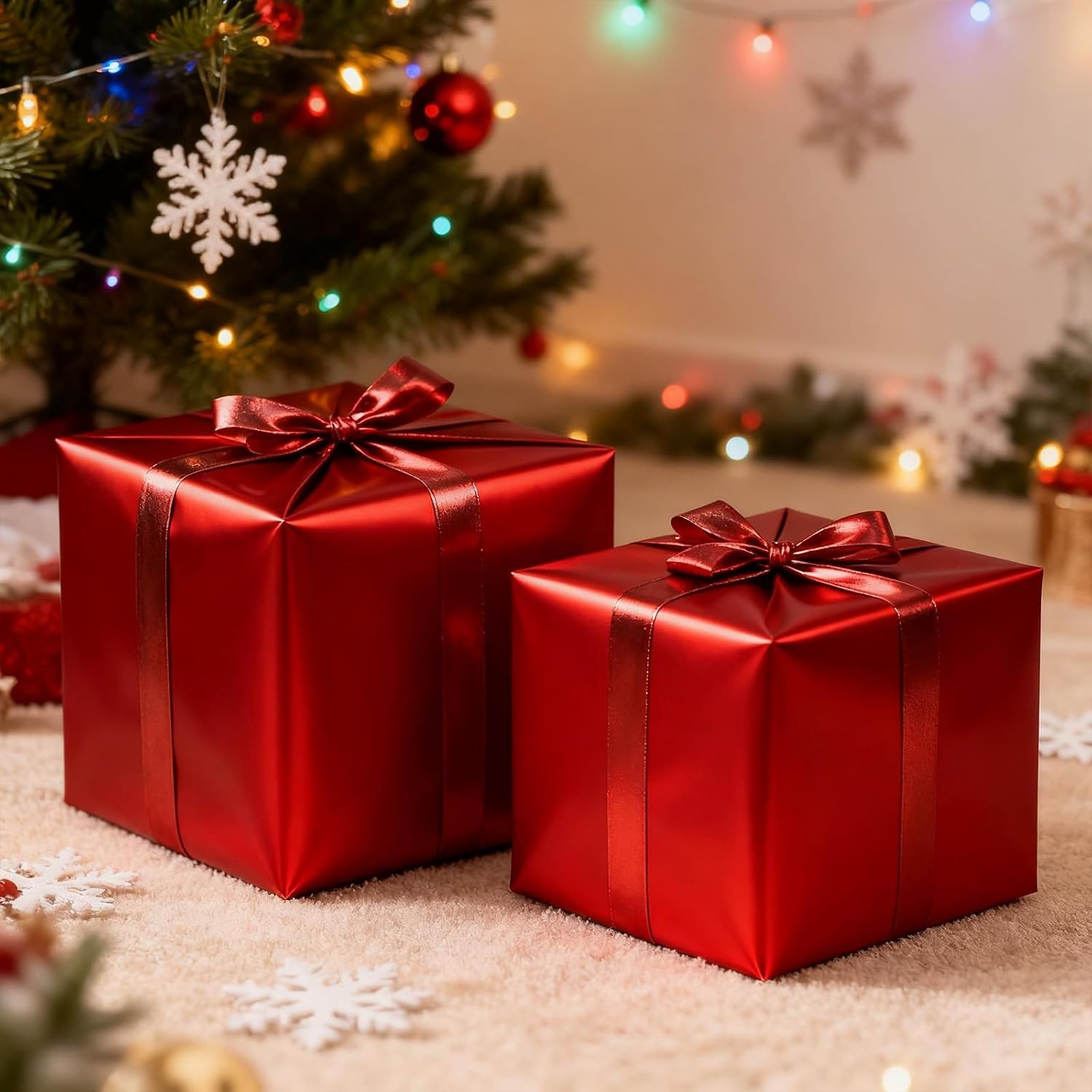 WRAPLA Burgundy Matte Metallic Wrapping Paper, Solid Color Gift Wrap