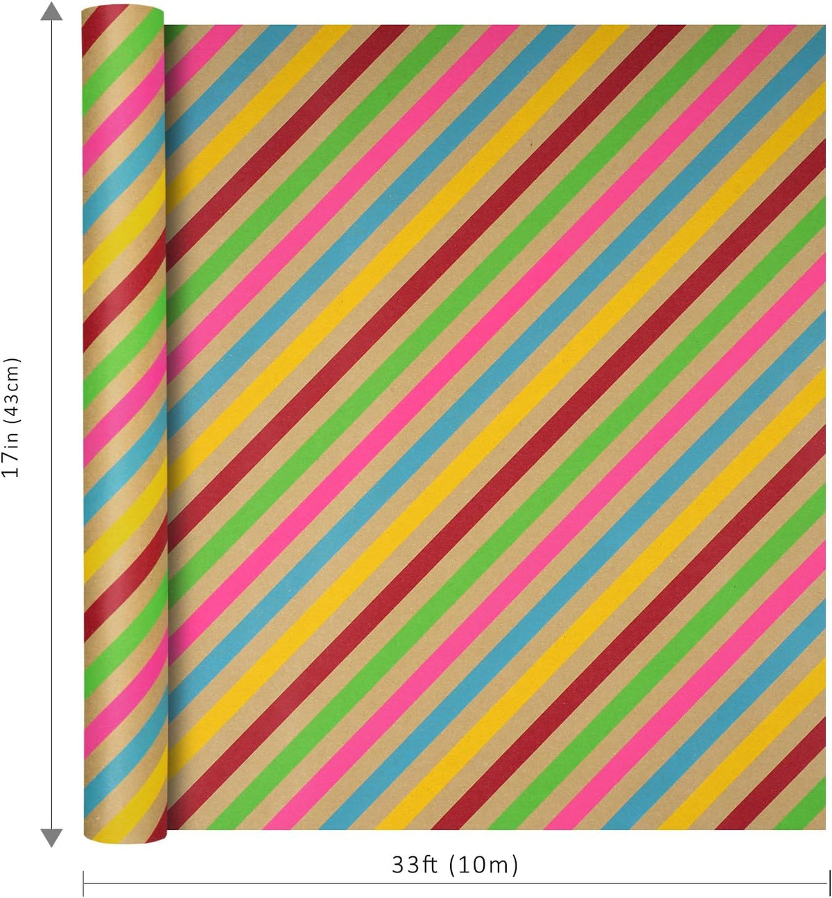 WRAPLA Kraft Birthday Wrapping Paper Colorful Balloons Design for Holiday