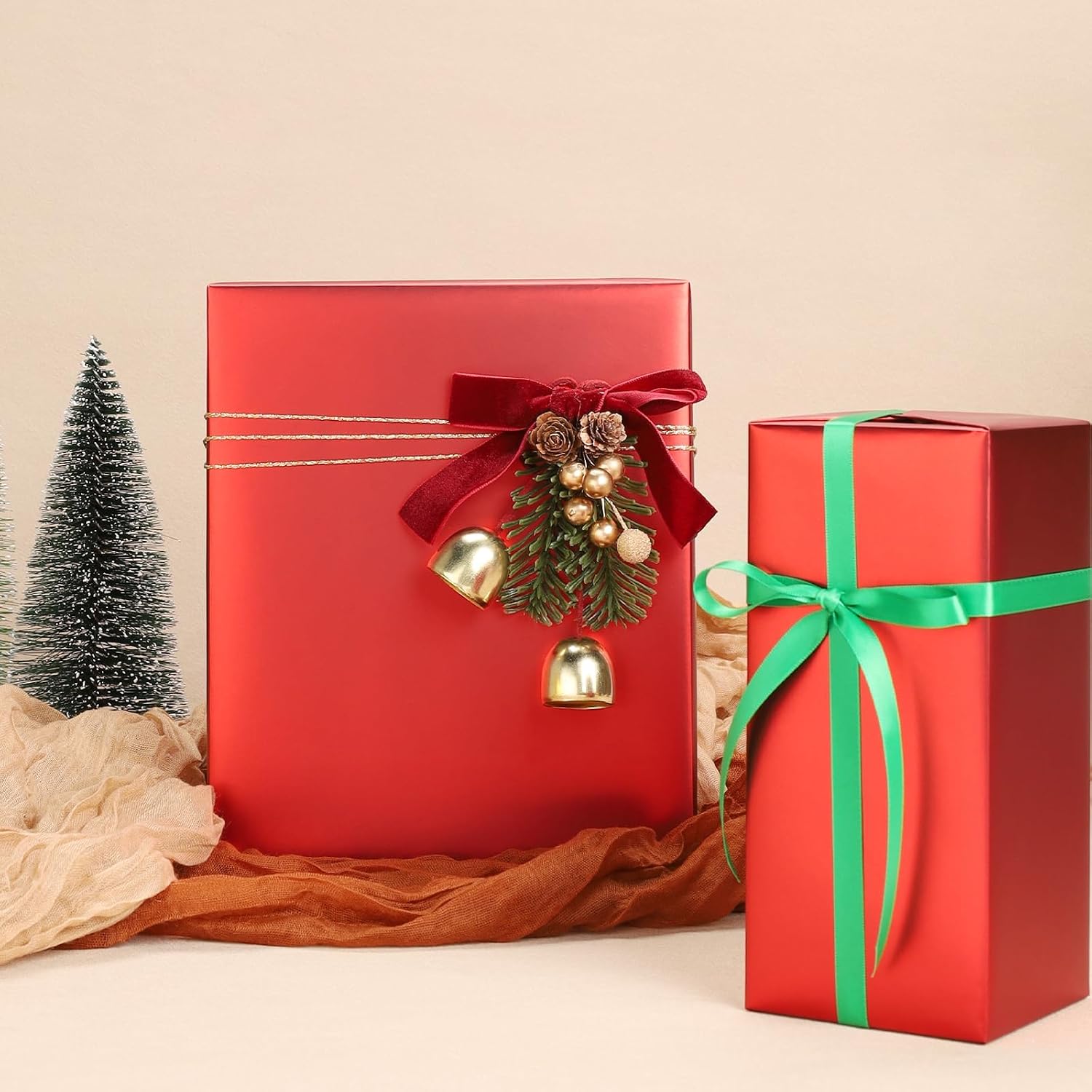 WRAPLA Burgundy Matte Metallic Wrapping Paper, Solid Color Gift Wrap