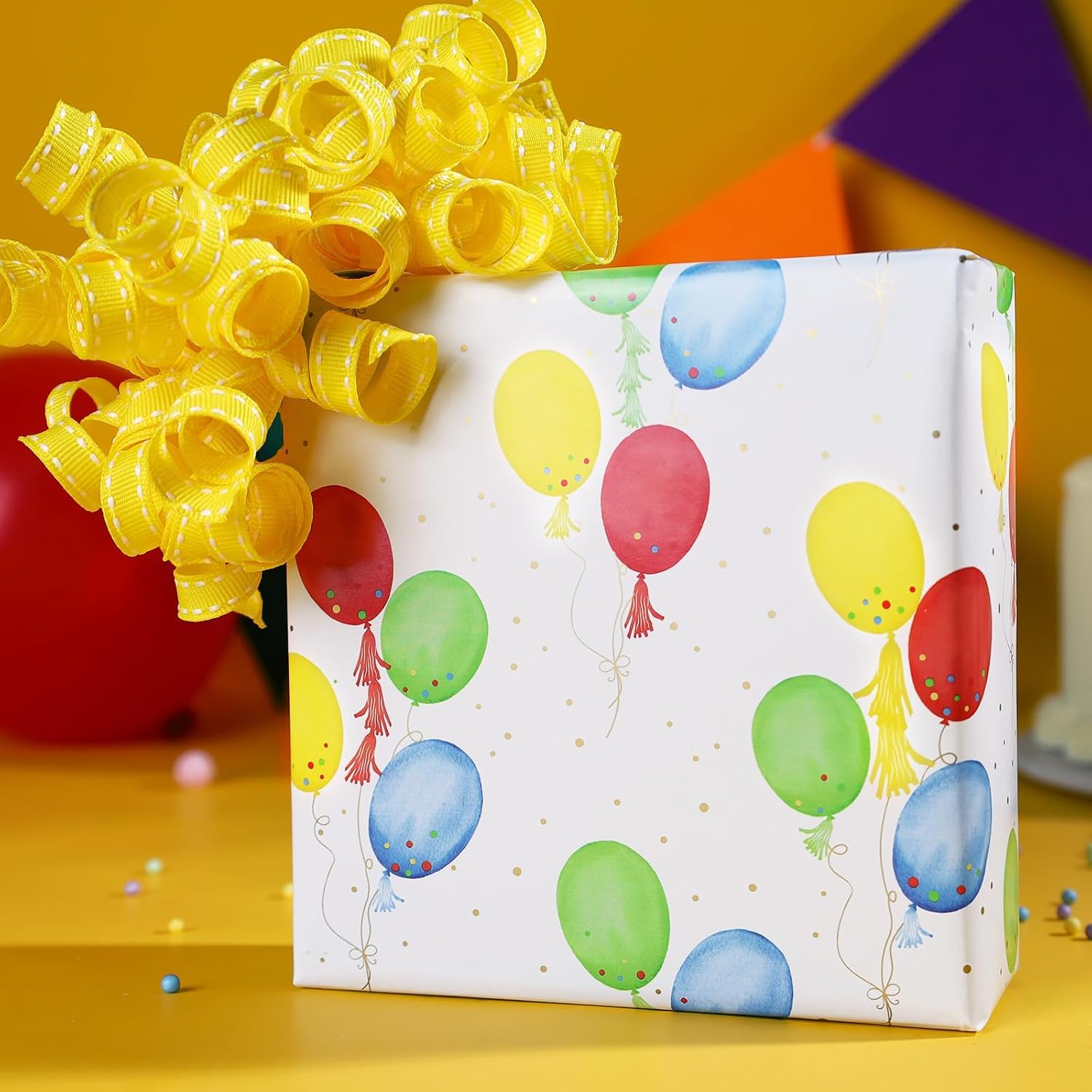 WRAPLA Birthday Balloons Wrapping Paper for Boys Girls 43cm x 10m
