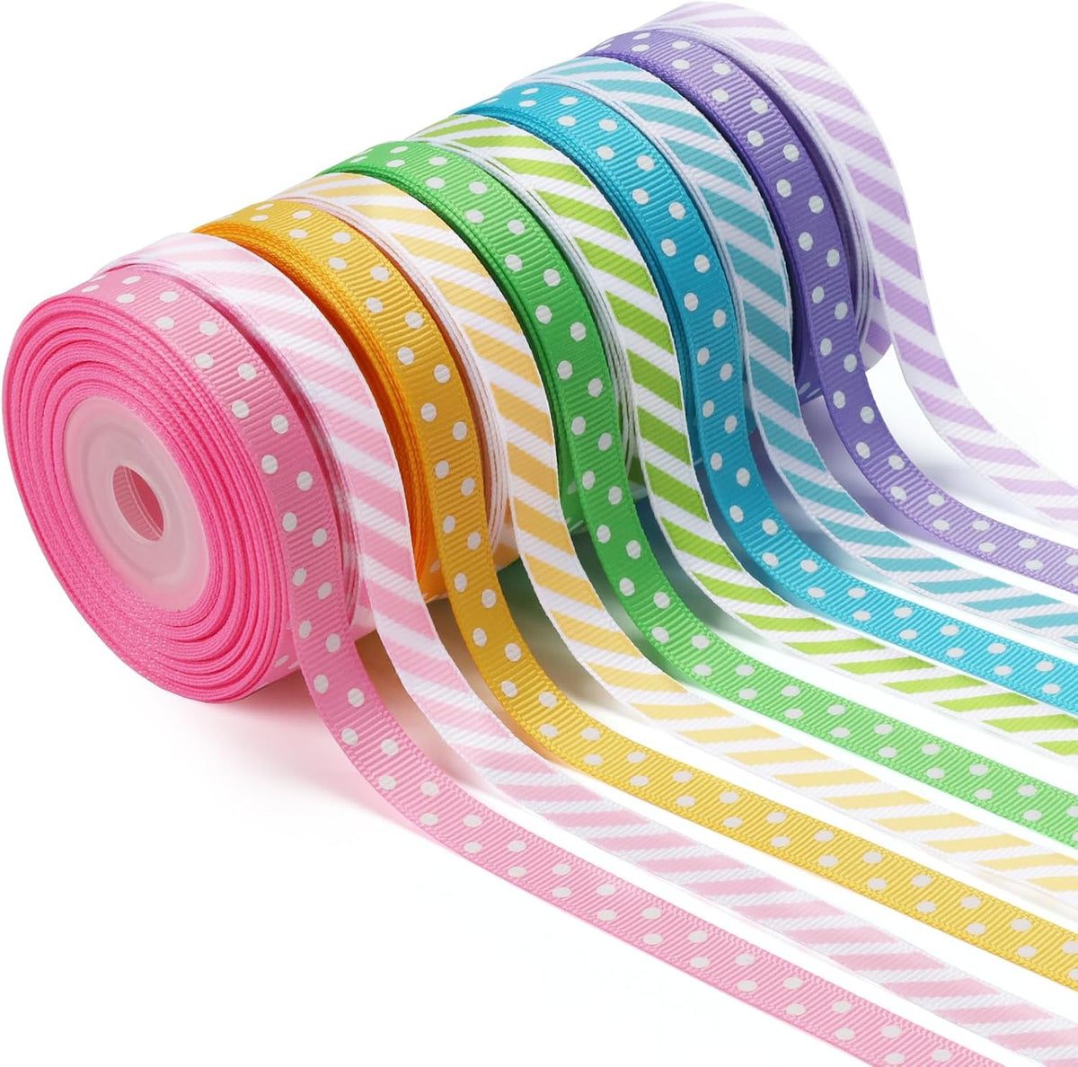 3/8" Polka Dot Grosgrain Ribbon Set 100 Yards for Wedding Gifts