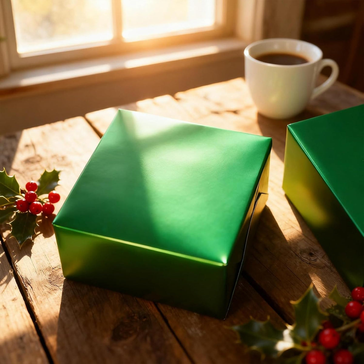 WRAPLA Burgundy Matte Metallic Wrapping Paper, Solid Color Gift Wrap
