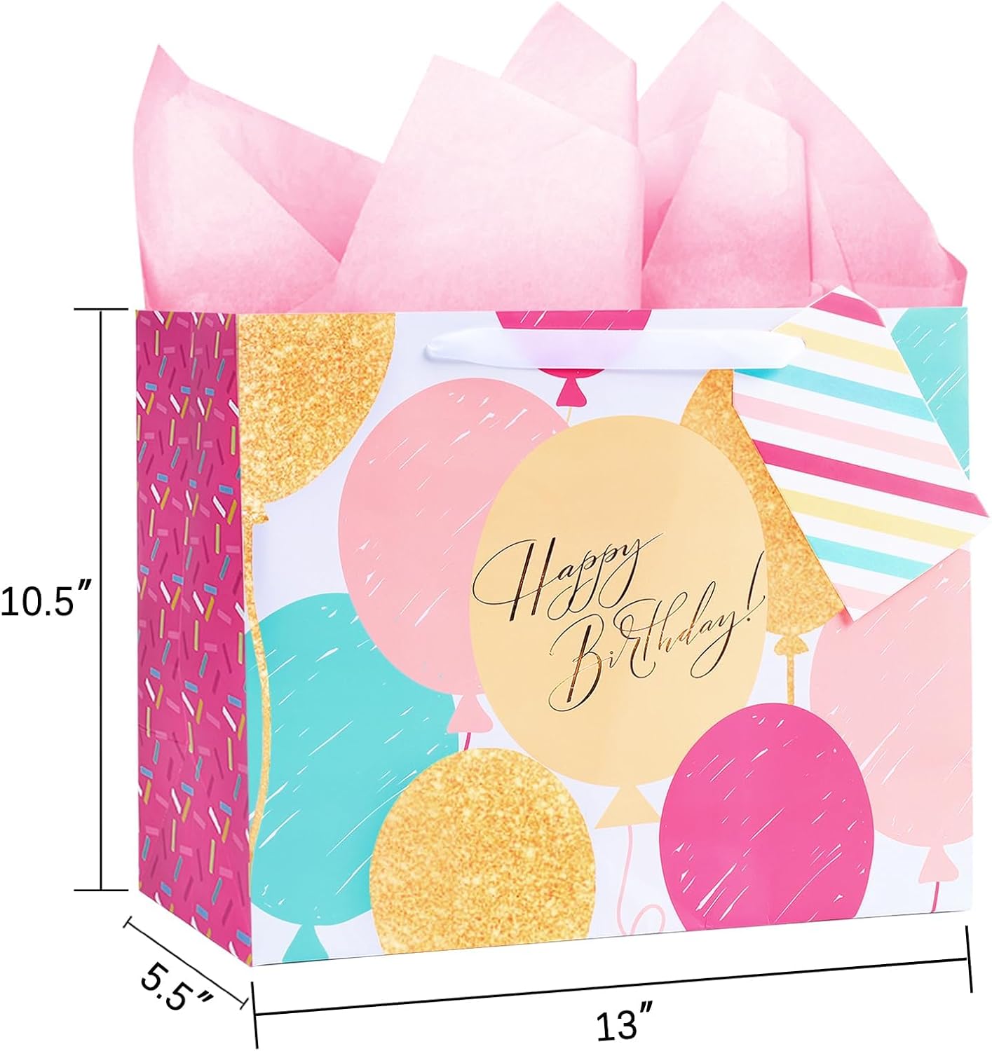 WRAPLA 13" Large Dinosaur Birthday Gift Bag, Blue Holographic Design