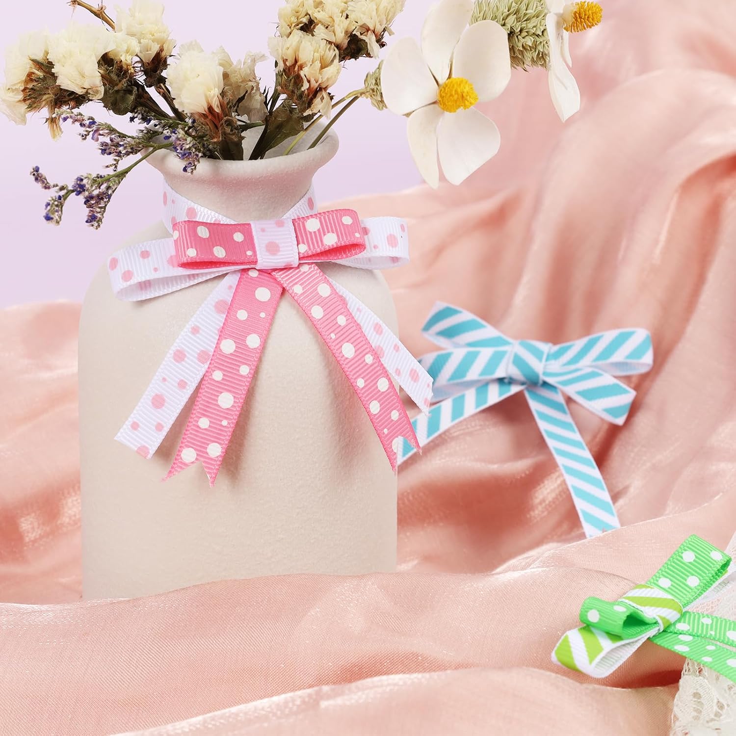 3/8" Polka Dot Grosgrain Ribbon Set 100 Yards for Wedding Gifts