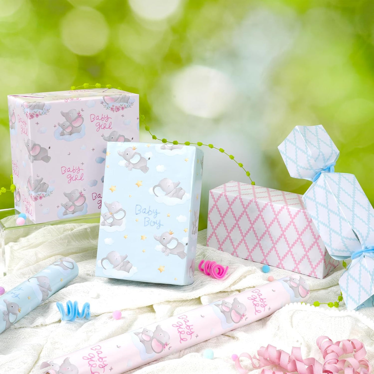 WRAPLA Bright Wrapping Paper, Balloons Dots For kid Birthday & Baby shower