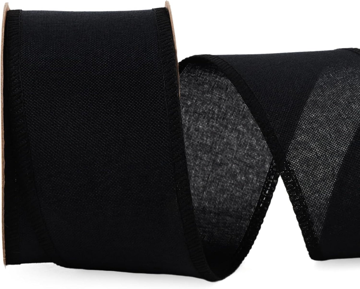 1.5 Inch Black Burlap Wired Ribbon, Halloween Crafts & Gift Wrapping