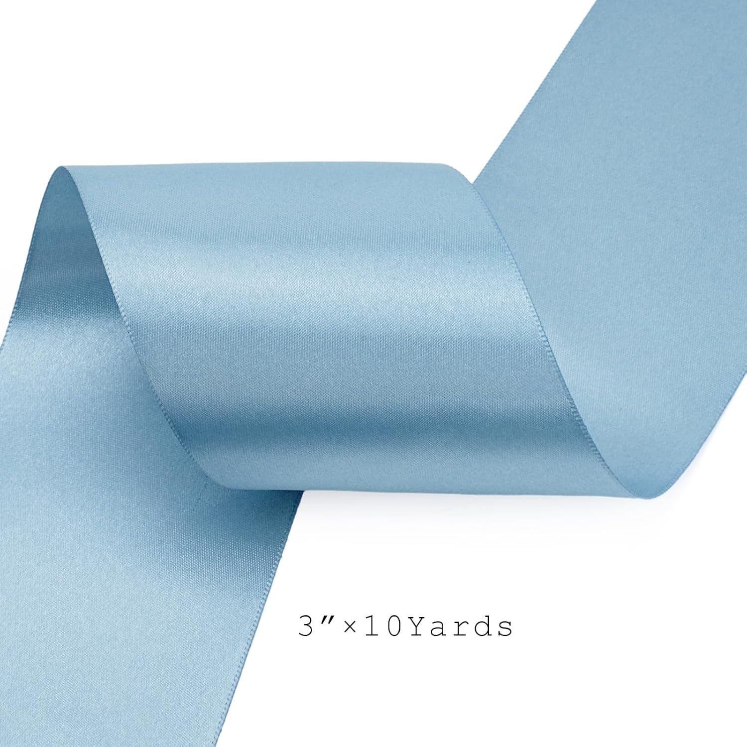 Light Blue Satin Ribbon 3 Inch 10 Yards Double Faced Luxury Baby Blue Silk Ribbon for Gift Wrapping Flower Bouquets Bow Christmas Wedding Party Decoration