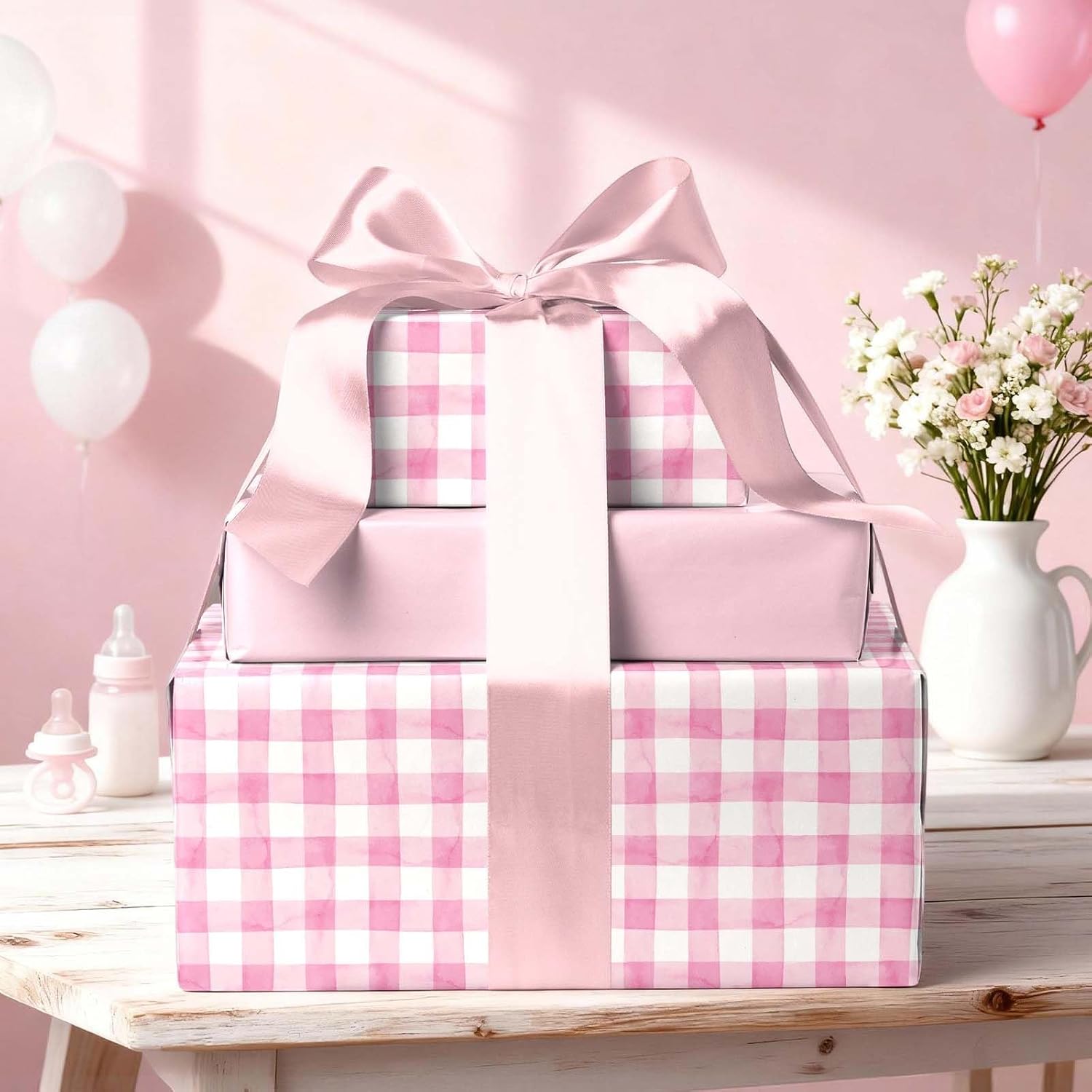 WRAPLA Bright Wrapping Paper, Balloons Dots For kid Birthday & Baby shower