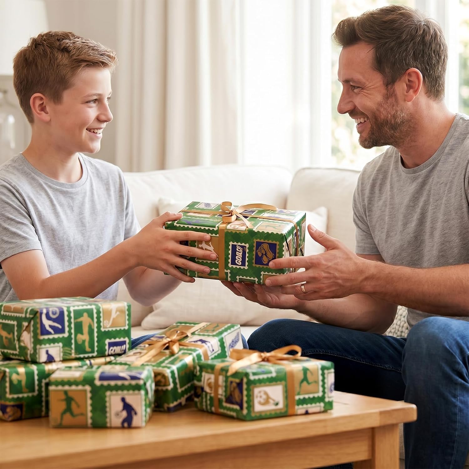 WRAPLA Baseball Kraft Wrapping Paper Baseball Glove and Ball Design