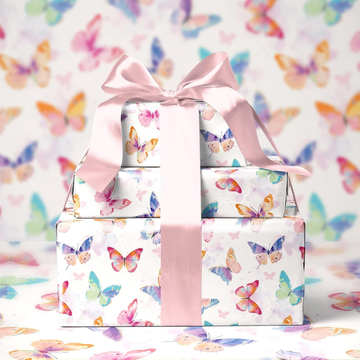 WRAPLA Butterfly Wrapping Paper for Girls Women Birthdays 43cm x 10m