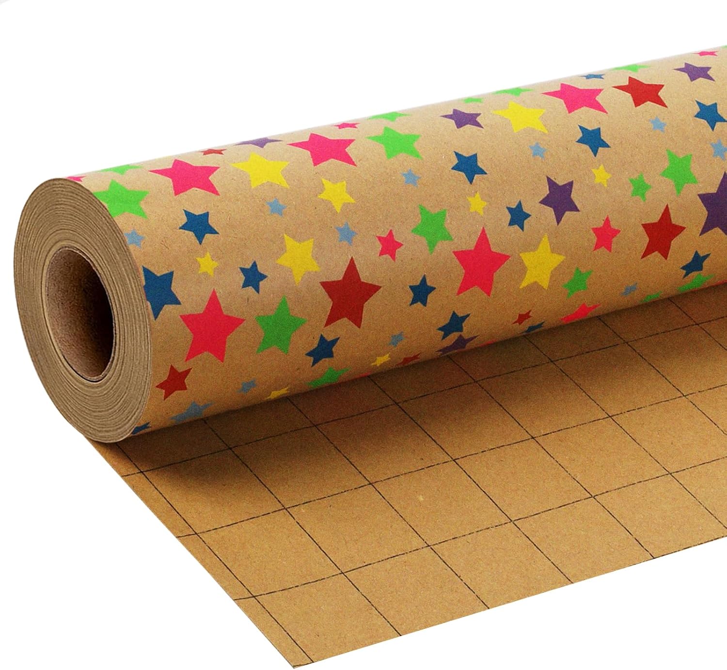 WRAPLA Kraft Birthday Wrapping Paper Colorful Balloons Design for Holiday