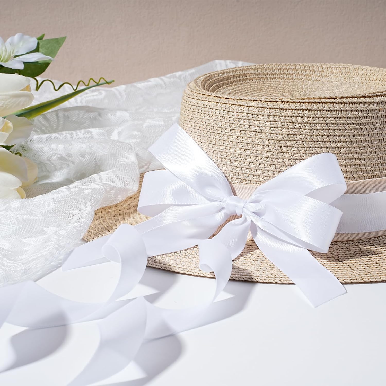 Gold Satin Ribbon 1 Inch x 100 Yards - Double Sided Silk Ribbon for Gift Wrapping Wedding Decoration Bows Bouquet Floral Arrangement Crafts