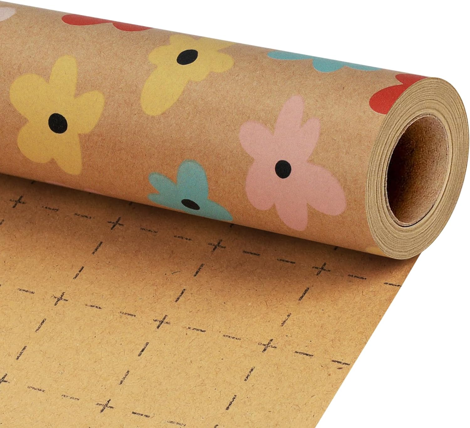 WRAPLA Kraft Birthday Wrapping Paper Colorful Balloons Design for Holiday