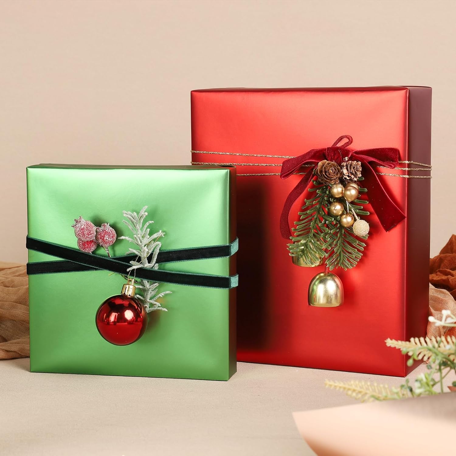 WRAPLA Burgundy Matte Metallic Wrapping Paper, Solid Color Gift Wrap