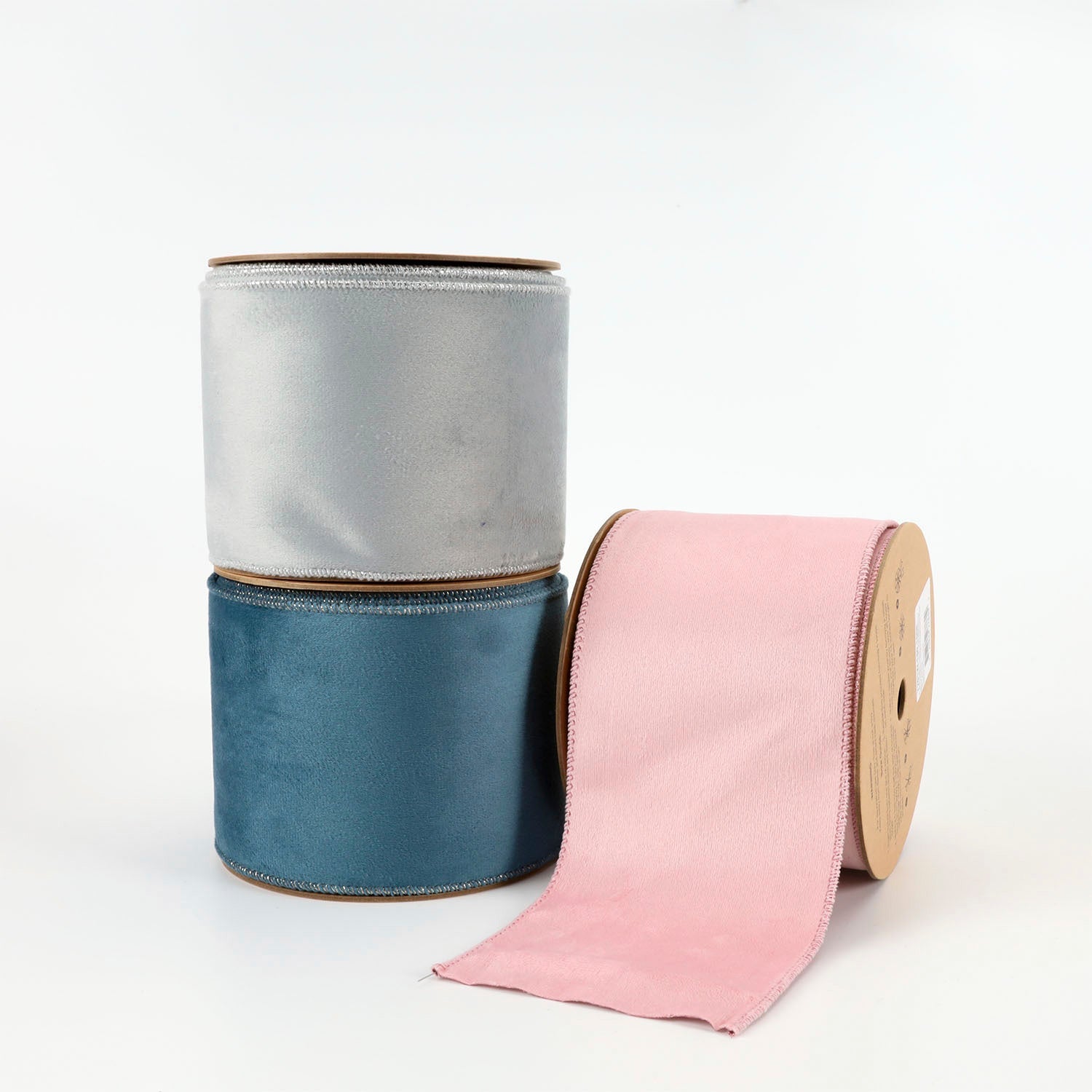 4" REVERSIBLE CLASSIC VELVET/SHIMMER WIRED RIBBON | QUARTZ PINK 10 YARD 10X915cm