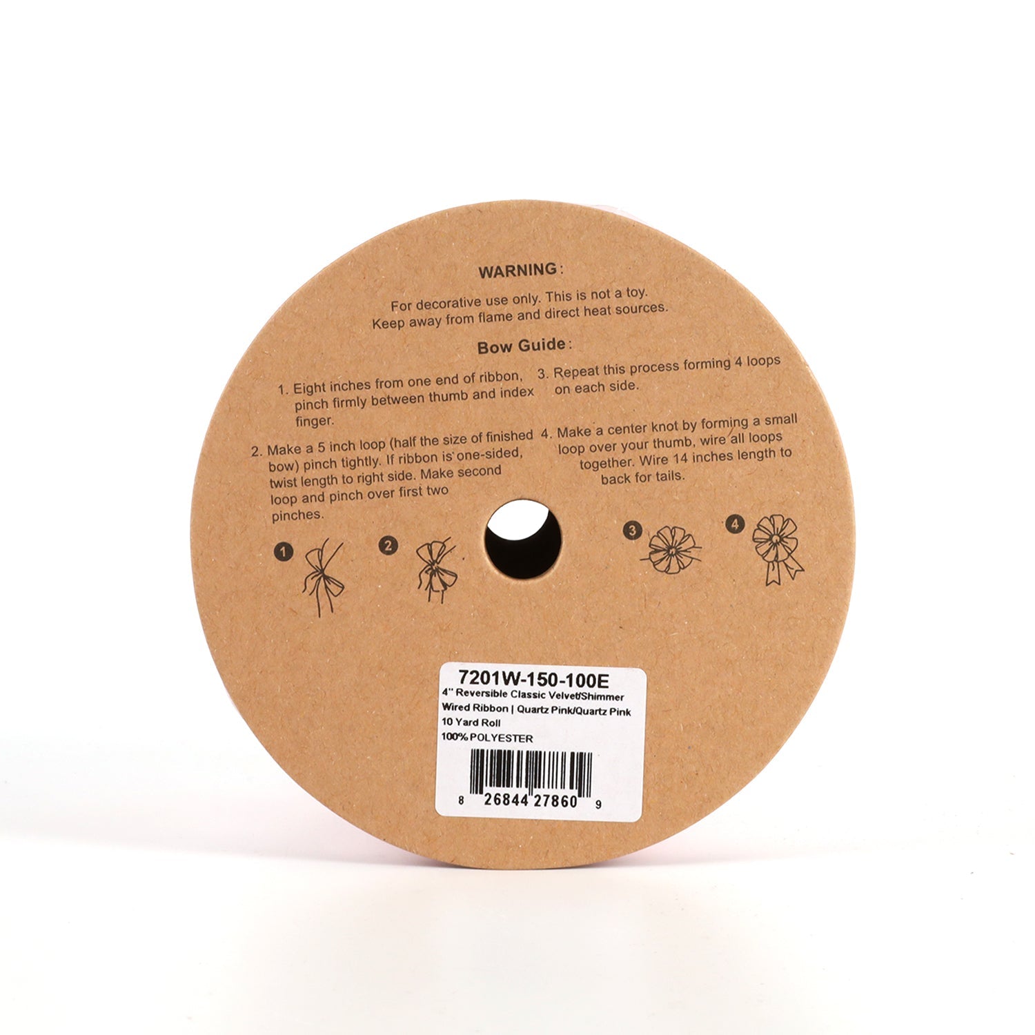 4" REVERSIBLE CLASSIC VELVET/SHIMMER WIRED RIBBON | QUARTZ PINK 10 YARD 10X915cm