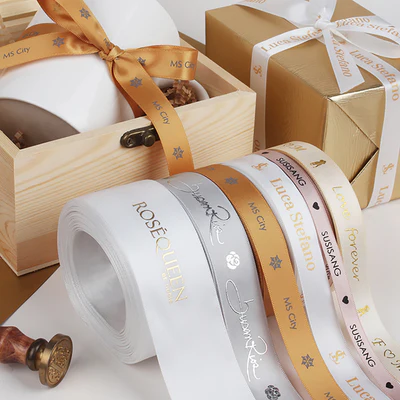 Custom Printed Flat Ribbon Personalized Logo Polyester Ribbon Wedding Birthday Satin Ribbons 100 yard/lot