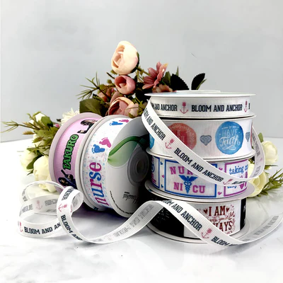 Custom Multicolor Ribbon Printed Satin/Grosgrain Ribbon Tape Personalized Wedding Decoration Party Favor Giftbox Wrapping Bouquet 100Yards/lot