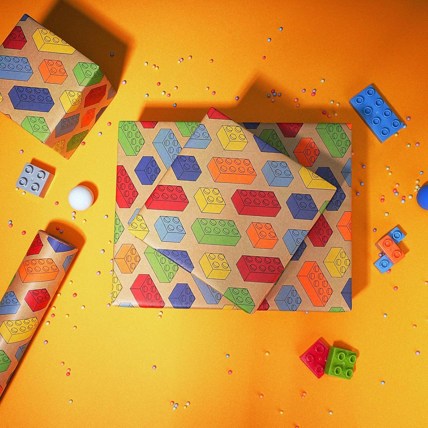 WRAPLA Kraft Birthday Wrapping Paper Colorful Balloons Design for Holiday