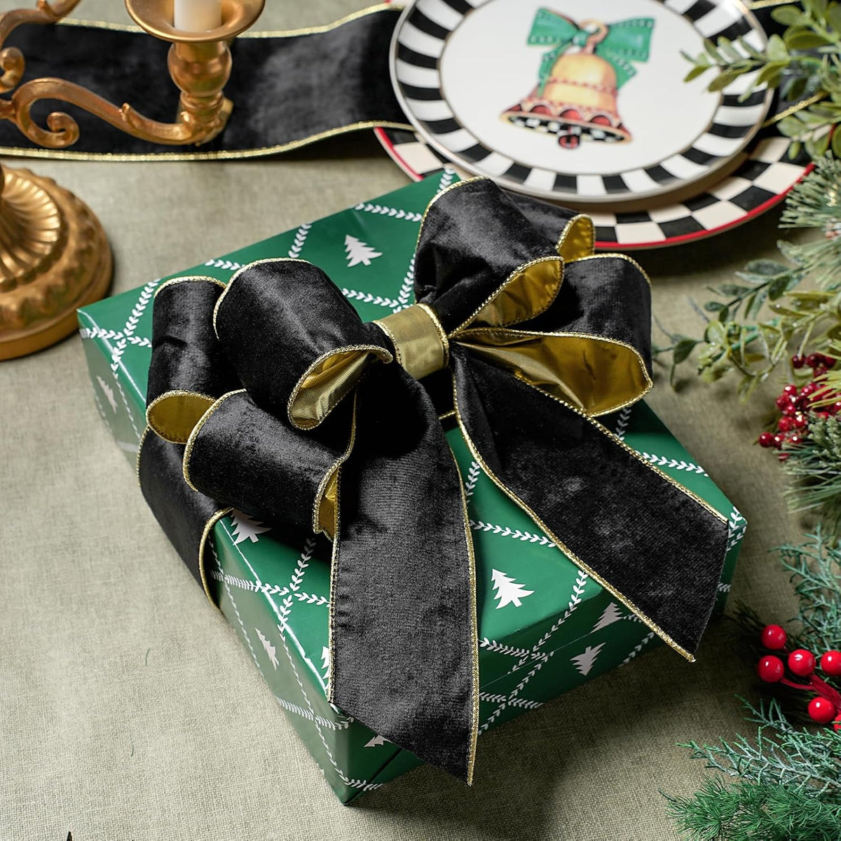 Black Velvet Wired Ribbon 1 Inch x 10 Yards
