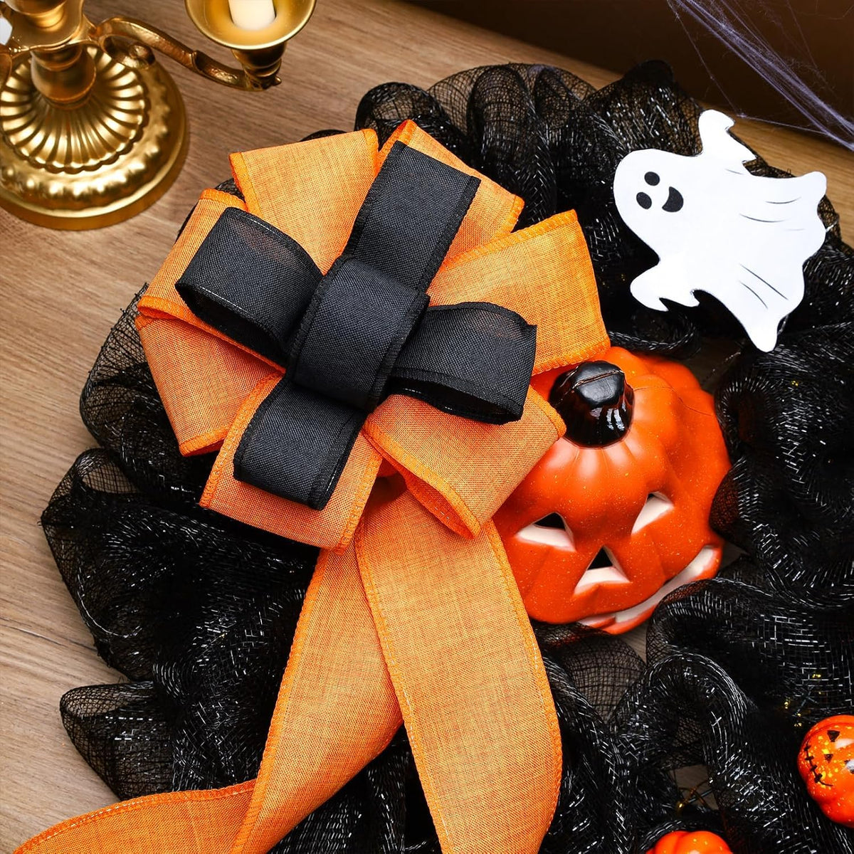 1.5 Inch Black Burlap Wired Ribbon, Halloween Crafts & Gift Wrapping