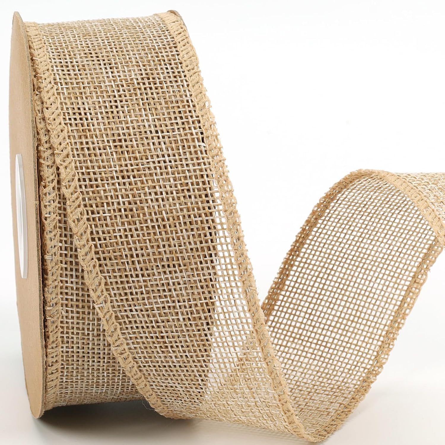1.5 Inch Natural Burlap Wired Ribbon, Christmas & Gift Wrapping