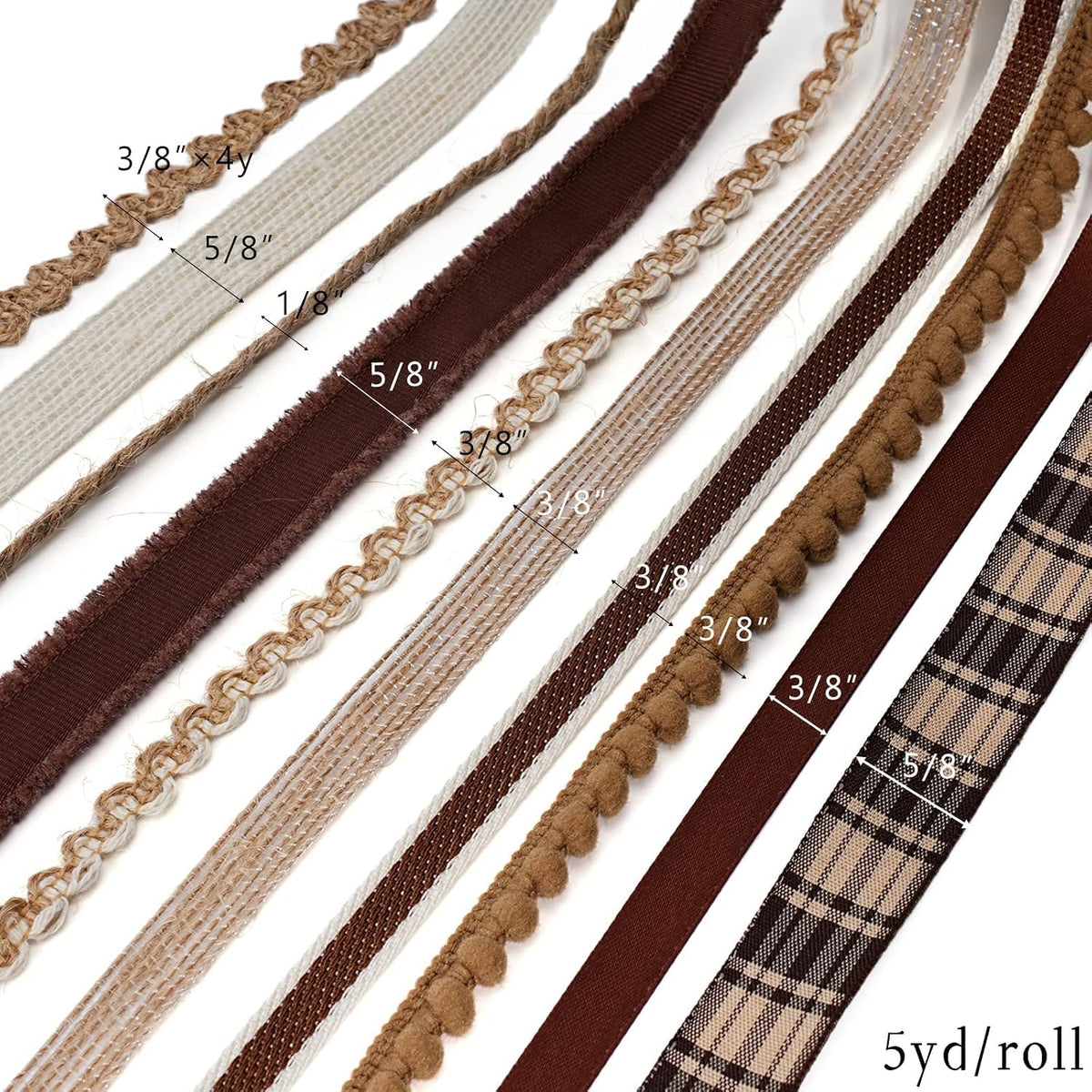 Black Ribbons for Crafts 6 Rolls, 30 Yards, Polka Dot & Glitter