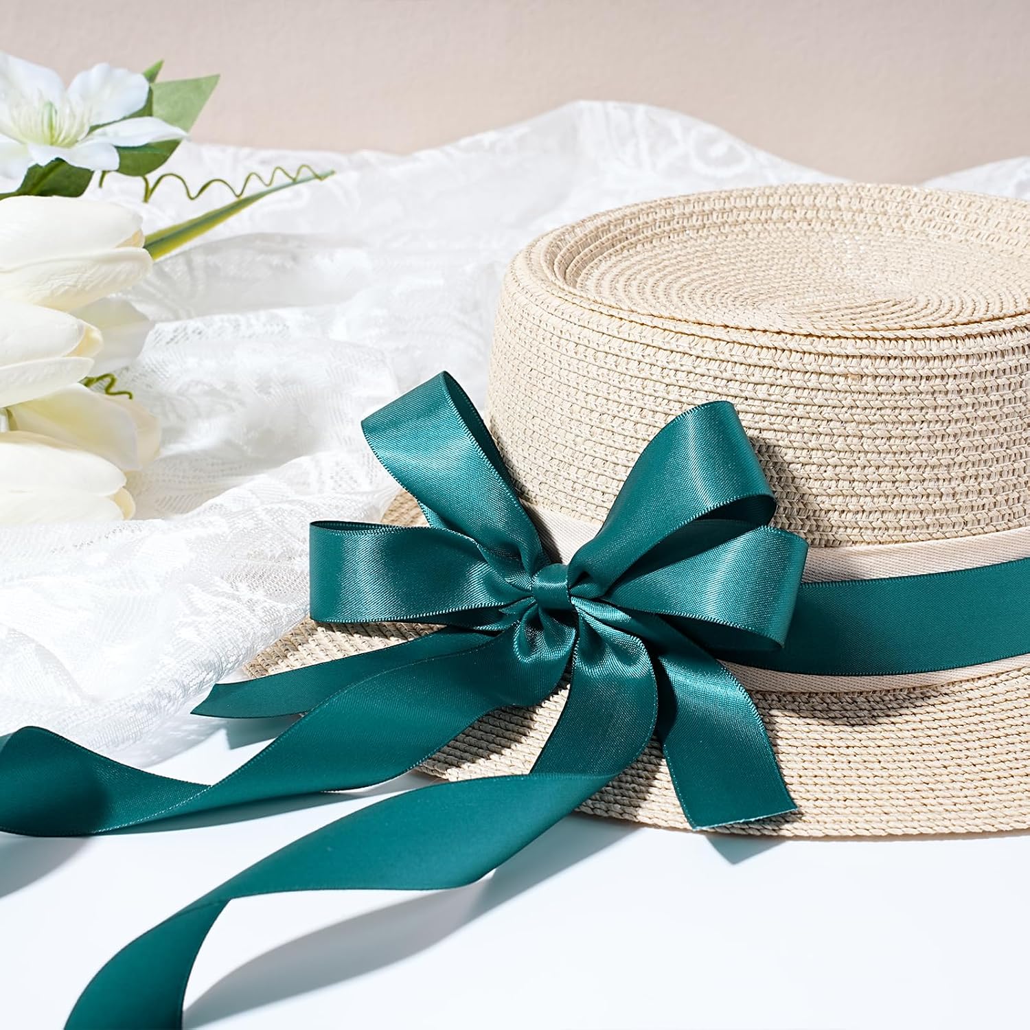Gold Satin Ribbon 1 Inch x 100 Yards - Double Sided Silk Ribbon for Gift Wrapping Wedding Decoration Bows Bouquet Floral Arrangement Crafts