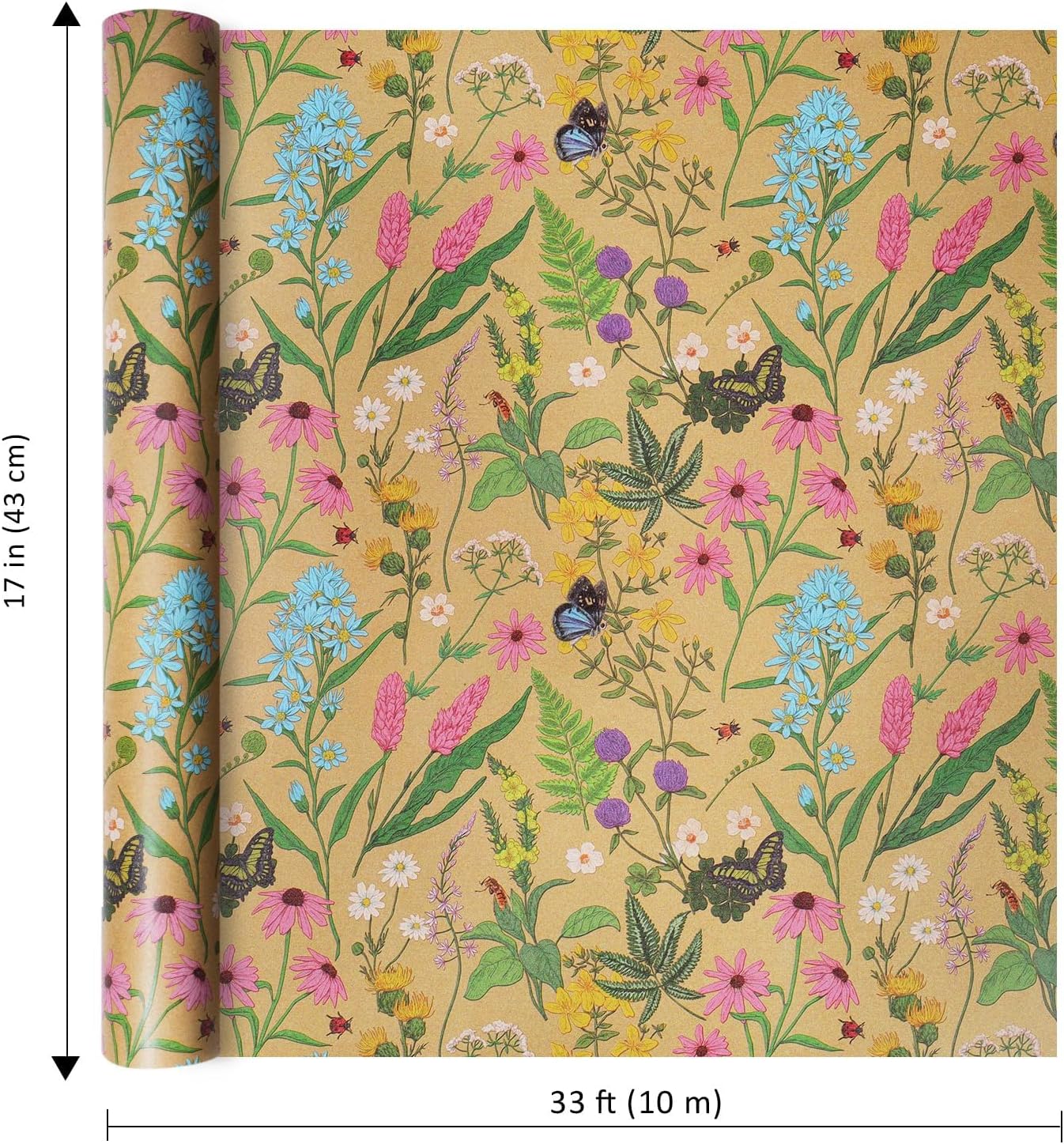 WRAPLA Kraft Birthday Wrapping Paper Colorful Balloons Design for Holiday