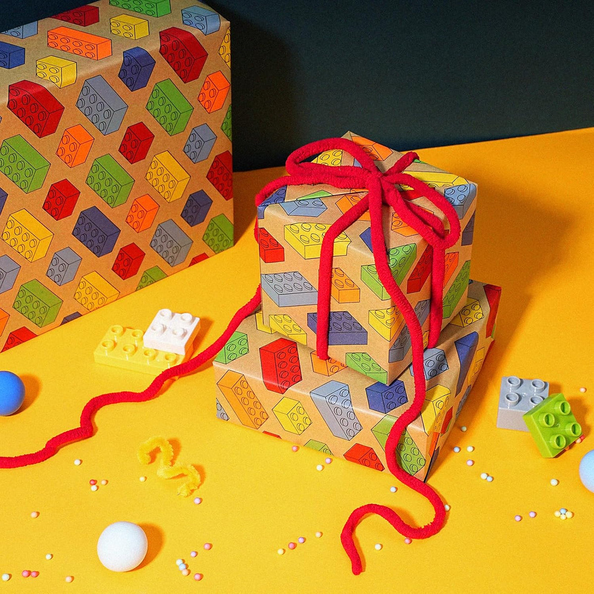 WRAPLA Kraft Birthday Wrapping Paper Colorful Balloons Design for Holiday