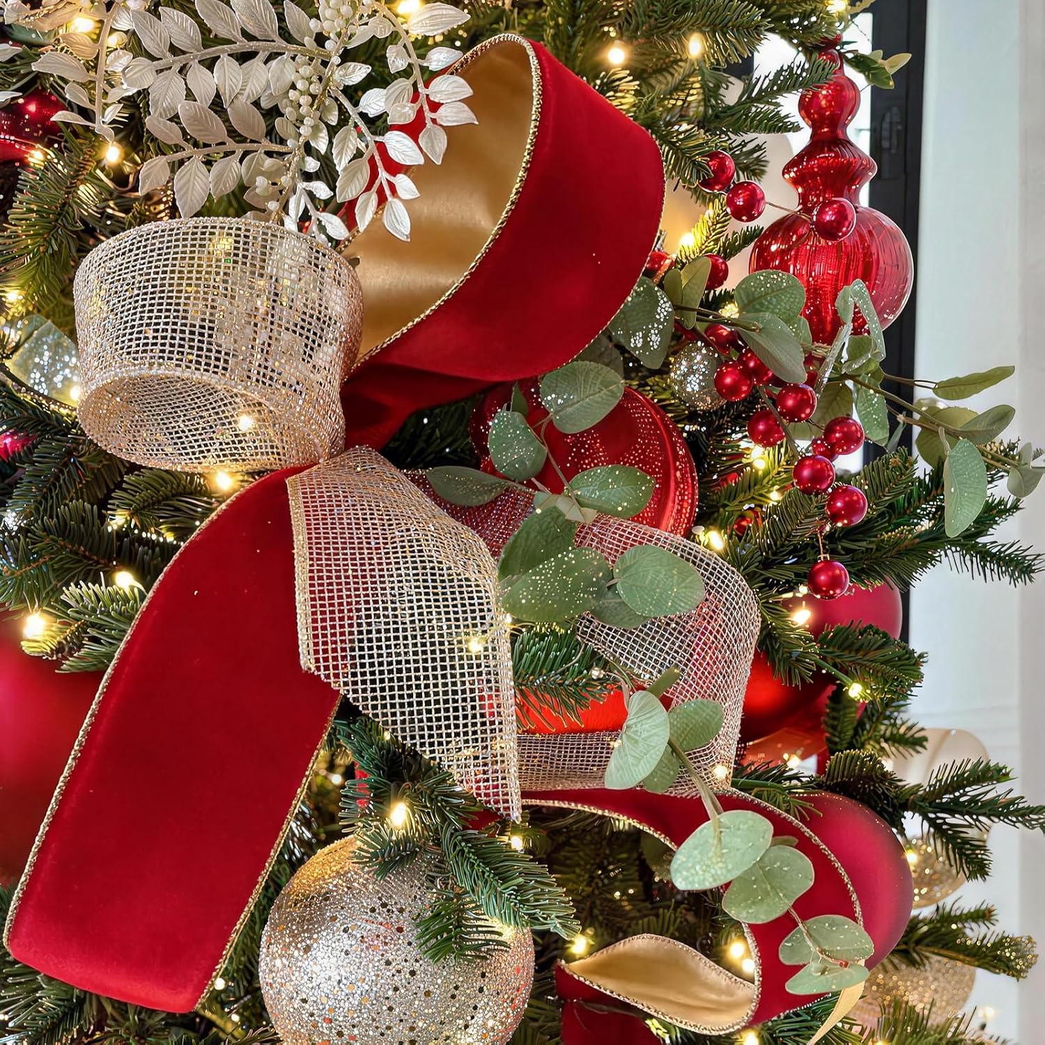 Black Velvet Wired Ribbon, Gold Edge, Gold Satin Back, 4 Inch