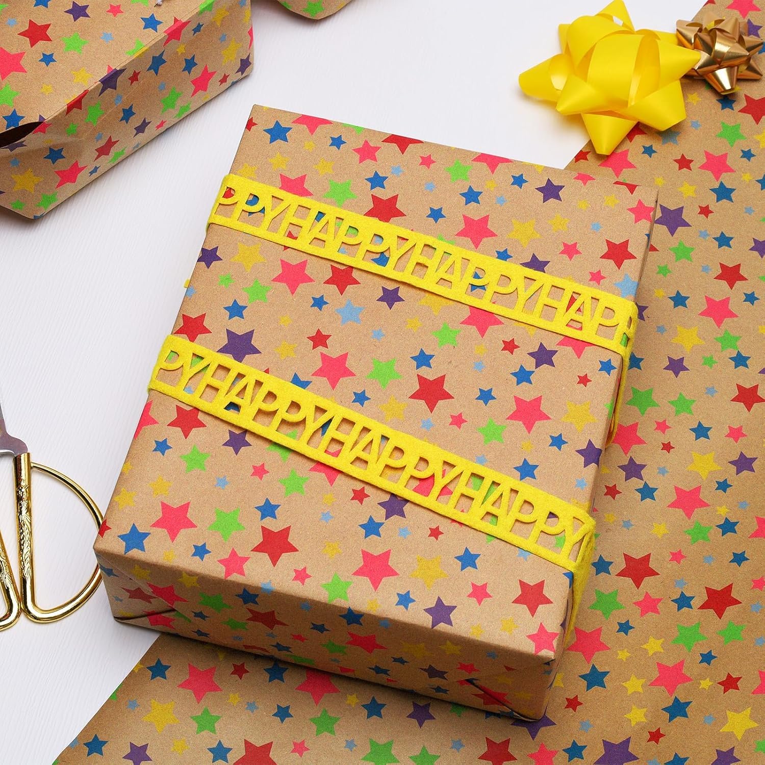 WRAPLA Kraft Birthday Wrapping Paper Colorful Balloons Design for Holiday