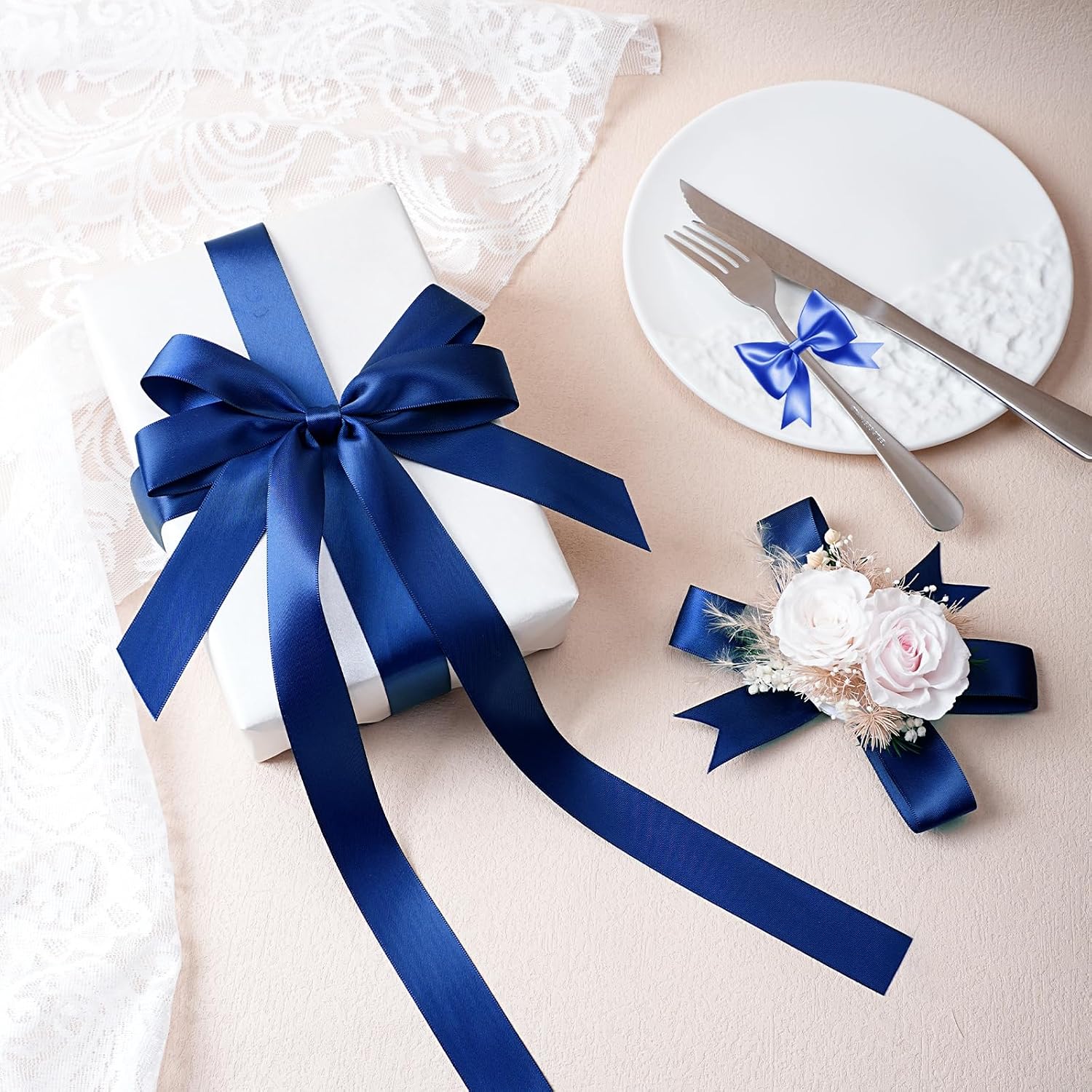 Gold Satin Ribbon 1 Inch x 100 Yards - Double Sided Silk Ribbon for Gift Wrapping Wedding Decoration Bows Bouquet Floral Arrangement Crafts