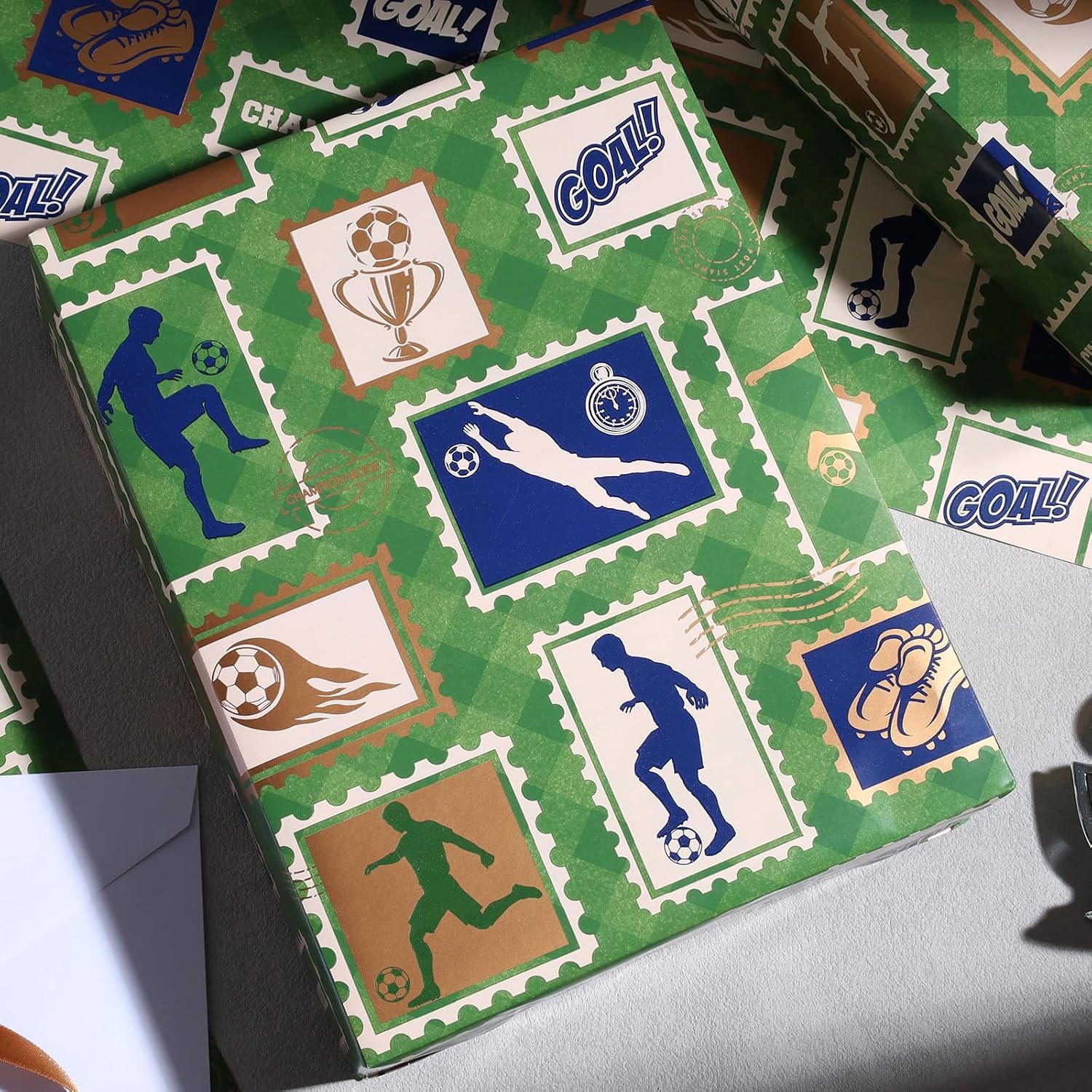 WRAPLA Baseball Kraft Wrapping Paper Baseball Glove and Ball Design