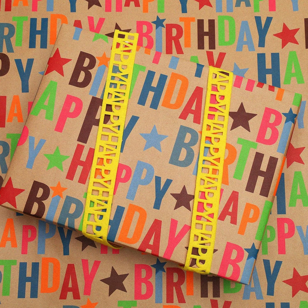 WRAPLA Kraft Birthday Wrapping Paper Colorful Balloons Design for Holiday