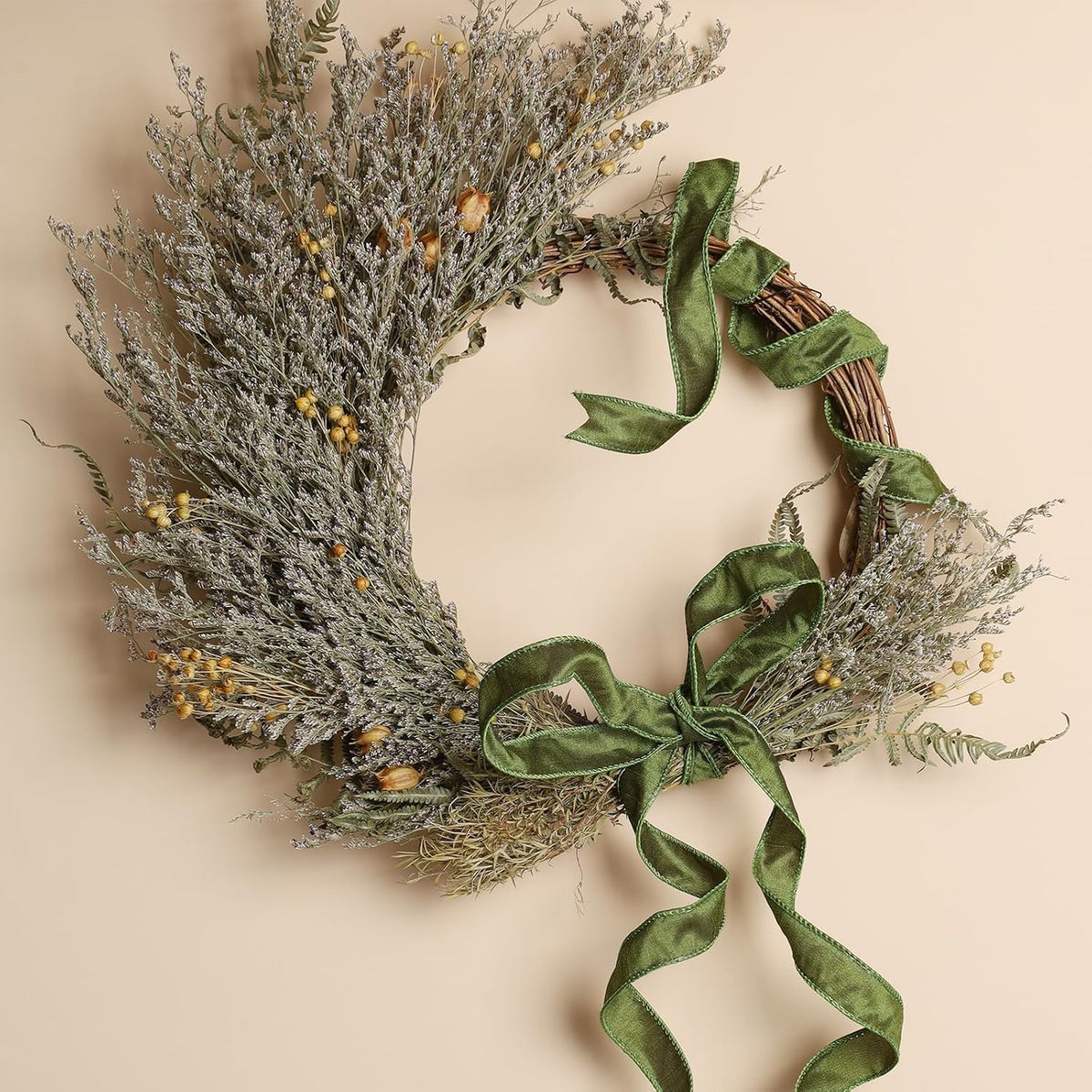 Moss Ribbon Wired 1 Inch x 10 Yards, Dupioni Christmas Decor