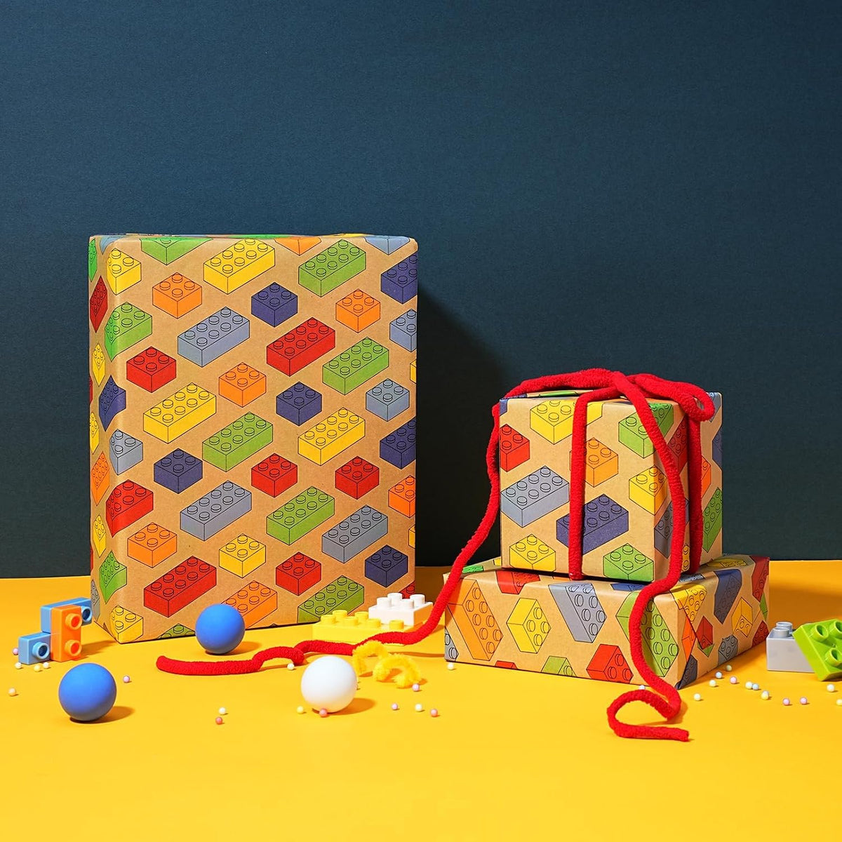 WRAPLA Kraft Birthday Wrapping Paper Colorful Balloons Design for Holiday